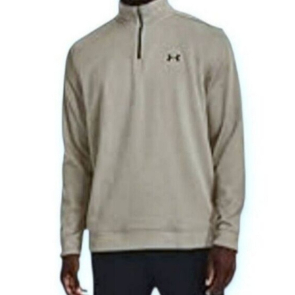 Under Armour Men's Beige/Gray Quarter-Zip Pullover Sz.M EUC.